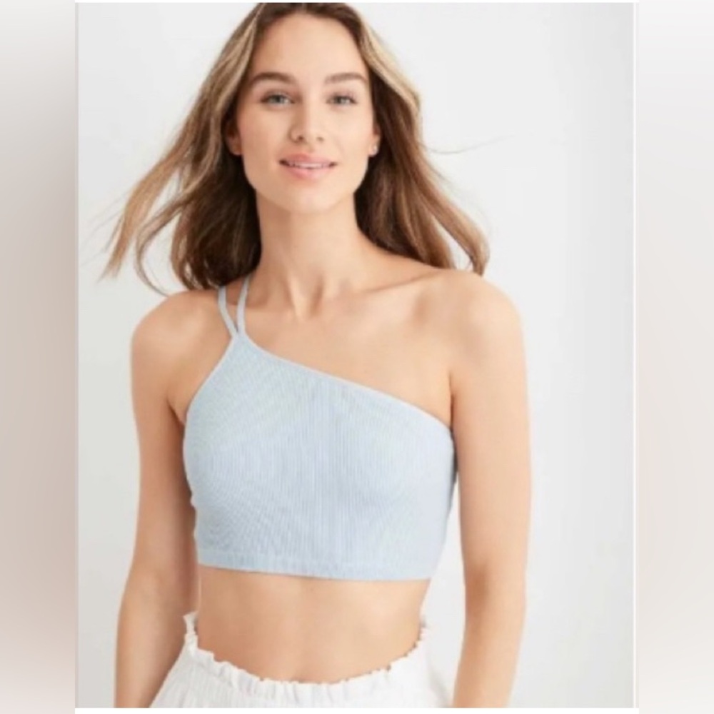 Aerie Seamless One Shoulder Longline Ribbed Bralette